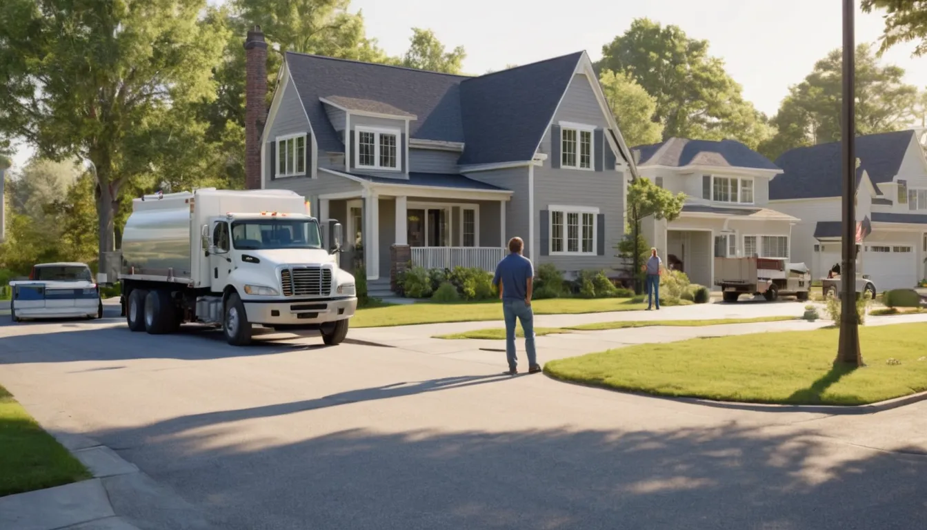Homeowner talking with a septic provider about pumping in the Pacifica area